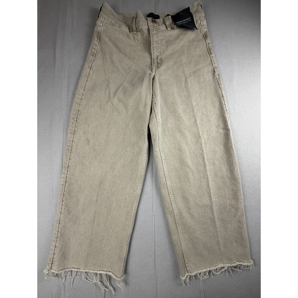 Banana Republic High-Rise Wide-Leg Crop Jeans Women’s Light Wash Beige Denim